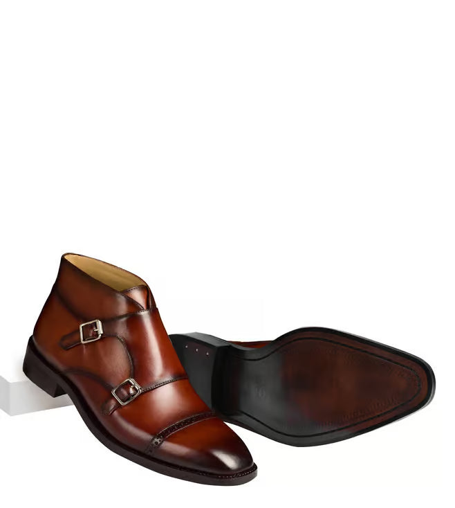 Men's Patrik Norton Brown Monk Strap Shoes