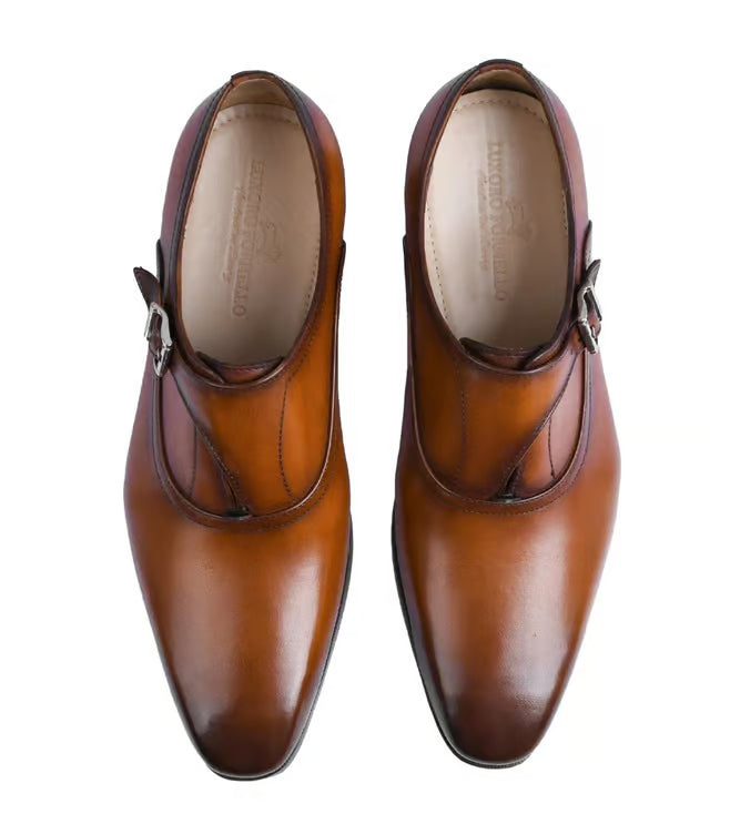 Men's Efron Tan Monk Strap Shoes