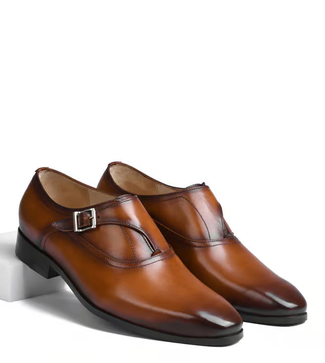 Men's Efron Tan Monk Strap Shoes